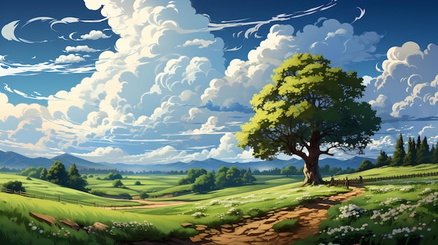 landscape with trees and sky