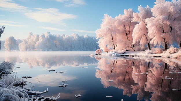 木と雪のある風景