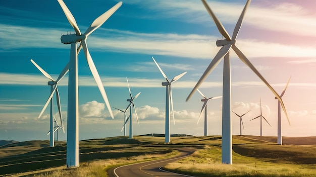 Landscape with wind turbines