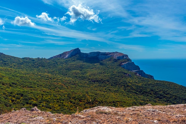 Landscapes of the crimea the sea mountains and hills