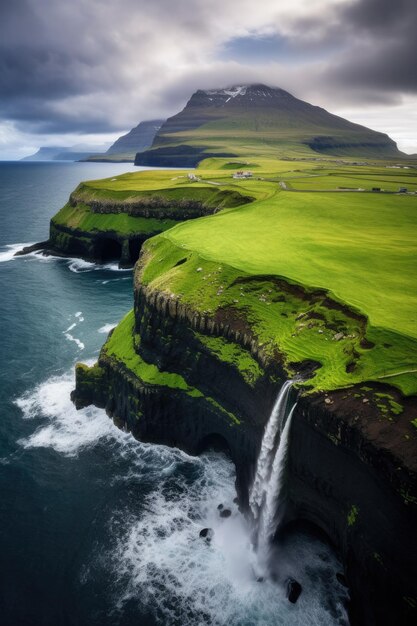 Landscapes of the Faroe Islands captured in summer Generative ai