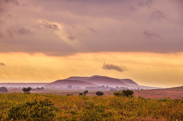 Landscapes Kenya Sunsets Hilly Mountains