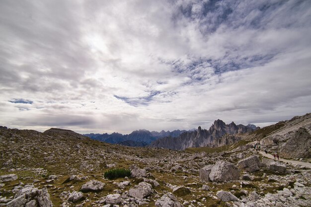 landscapes of mountains and lakes in the dolomites italian alps