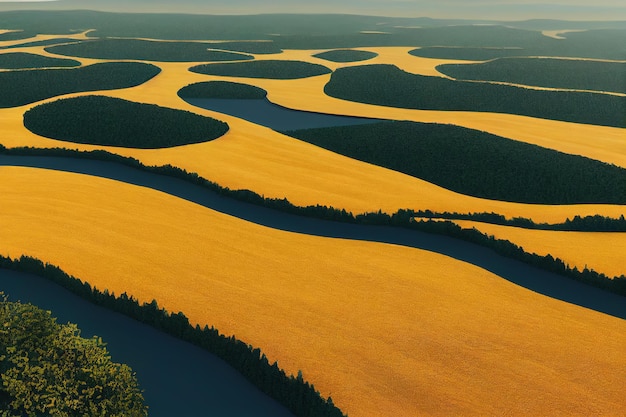 Landschap bovenaanzicht velden landschapsarchitectuur