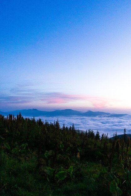 landschap in de bergen zonsondergang zonsopkomst silhouetten van toppen Montenegrijnse bergketen