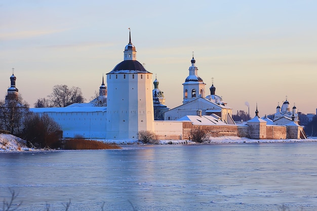 landschap klooster winter Vologda Ferapontovo Kirillov, Russische Noord