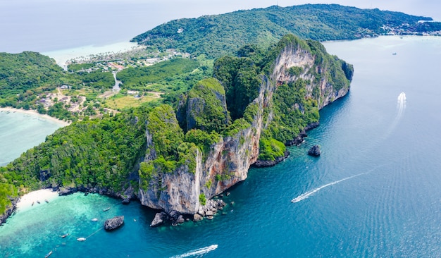 Landschap lucht hoogste phi phi eiland kra bi Thailand hallo seizoen van Thailand