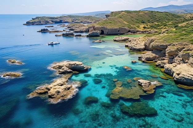 Landschap met blauwe lagune op het eiland Malta Generatief ai-art