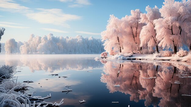 landschap met bomen en sneeuw