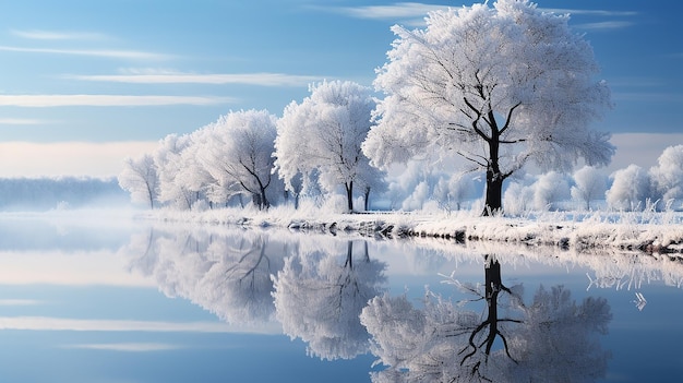 landschap met bomen en sneeuw