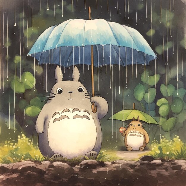 Foto landschap met ghibli studio-stijl