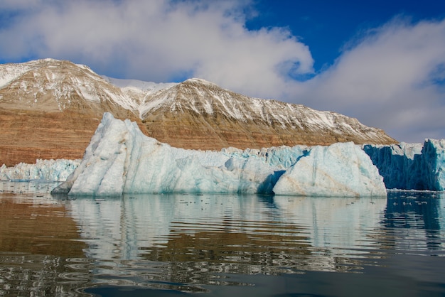 Landschap met gletsjer in Svalbard in de zomer. Zonnig weer.