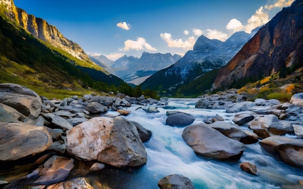 Landschap met rivier ai gegenereerd