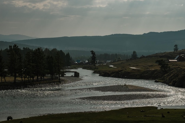 Landschap nabij het districtscentrum van ulagan in de republiek altai