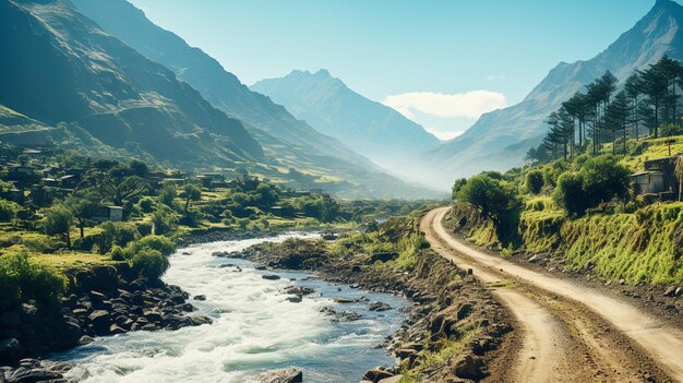 Landschap natuurscène in tv-apparaat