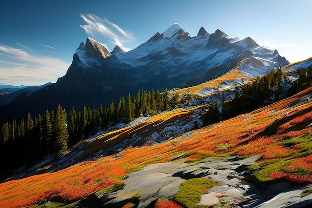 Landschap van de natuur met inbegrip van een steile piek