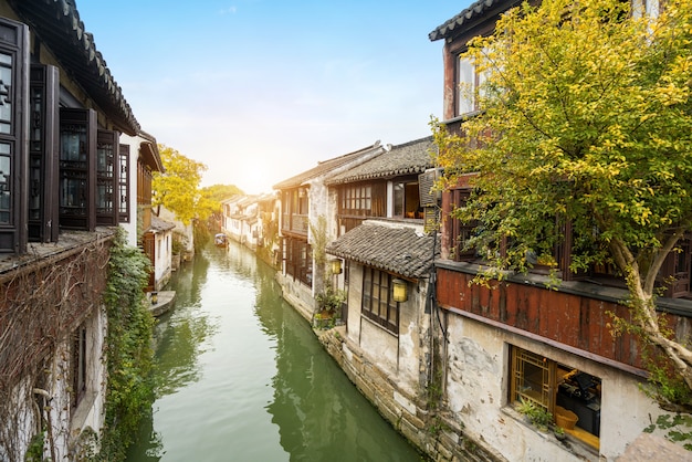 Landschap van de oude stad zhouzhuang, suzhou, china