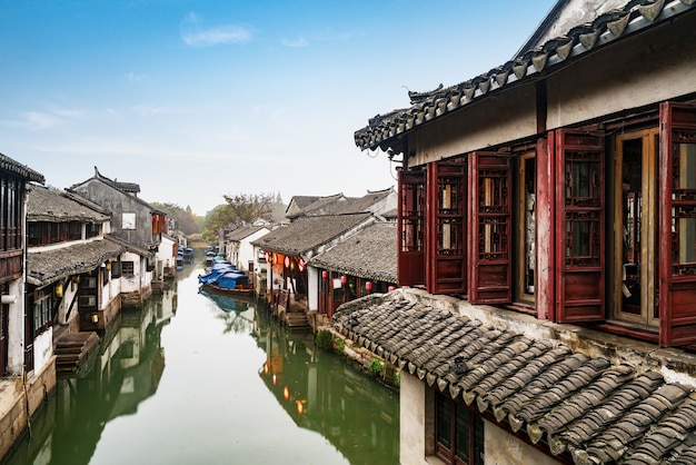 Landschap van de oude stad Zhouzhuang, Suzhou, China