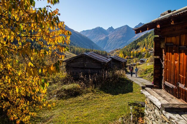 Landschap van de Zwitserse Alpen in de herfst