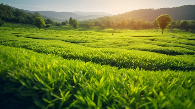 Foto landschap van groene theeplantages