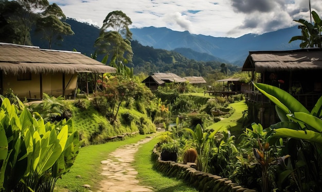 Landschap van kleurrijke Colombiaanse natuurhemel en bomen