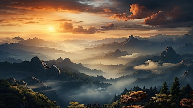 Landschap van Mount Huangshan Yellow Mountains