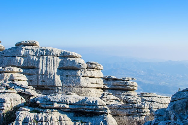 Landschap van rotsen in het park el torcal nationaal park torcal de antequera malaga provincie andalusië spanje