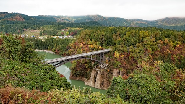 Landschap van Tadami-lijn in Fukushima, Japan