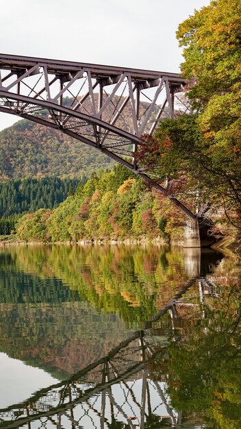 Landschap van Tadami-lijn in Fukushima, Japan