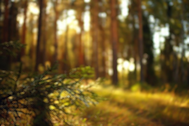 landschap zomer bos schittering zon bokeh onscherpe achtergrond, abstracte weergave van bomen