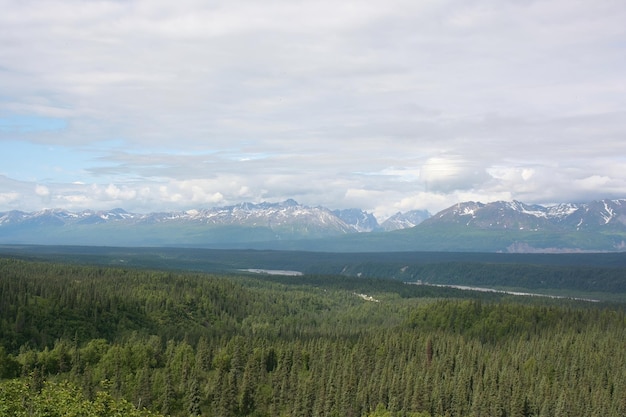 Landschapnatuur en gletsjers in Alaska