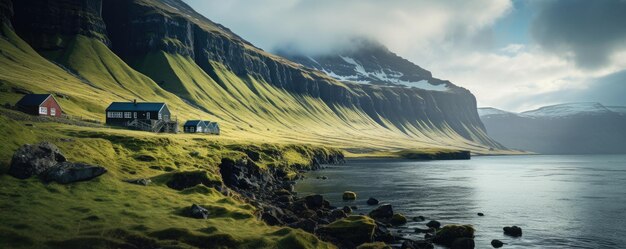 Landschappen van de Faeröer, vastgelegd in de zomer Generatieve ai