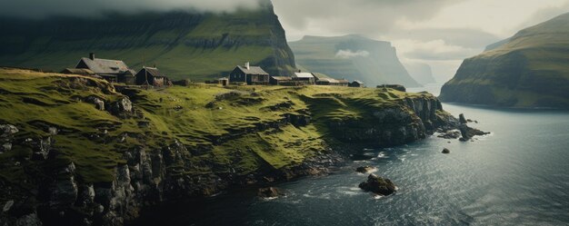 Foto landschappen van de faeröer, vastgelegd in de zomer generatieve ai