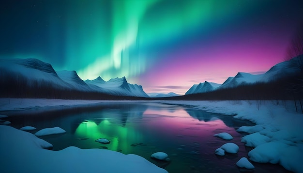 Foto landschappen van het aurora borealis