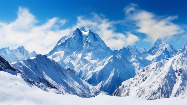 Landschapsfoto van een serene bergketen sneeuw