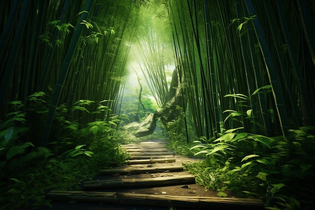 Landschapsfotografie van weelderige bamboebossen