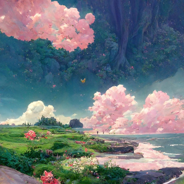 Landschapskunst in anime-stijl