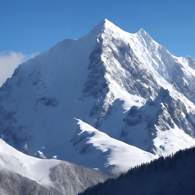 Landschapsmening van besneeuwde grote bergen generatieve kunst door AI