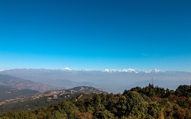 Landschapsmening van de bergketen van Kathmandu, Nepal