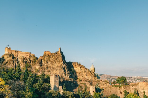 Landschapsmening van narikala-vesting in tbilisi, georgië.