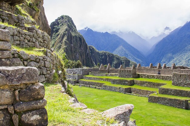 Landschapsmening zeven wonder nieuwe wereld, Machupichu in Peru.