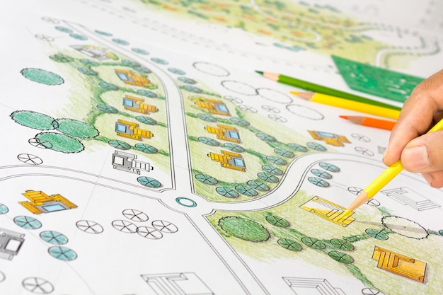 Landschapsontwerpen Blauwdrukken voor resort