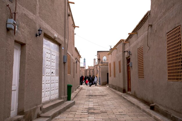 Lane huizen mensen Khiva stad