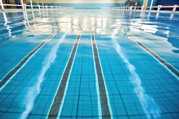 Lanes of a swimming pool ready for competition