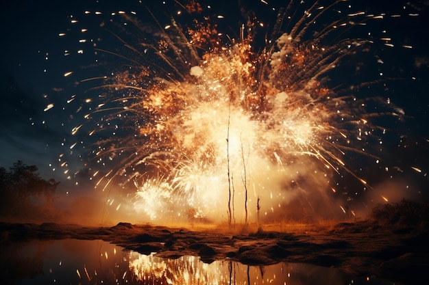 Lange belichtingsfotografie van vuurwerk