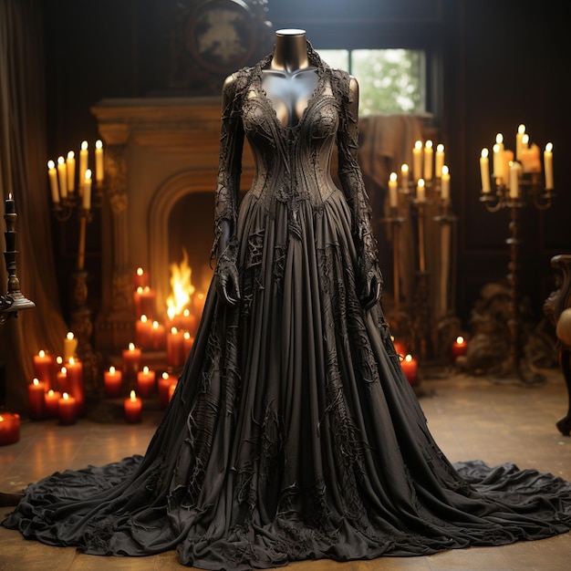 Foto lange jurk op de mannequin zonder hoofd