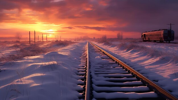 lange treinlijn in de winter