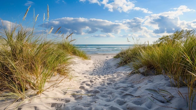 lange wandeling naar het strand