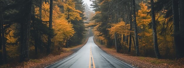 lange weg in het bos AI gegenereerd