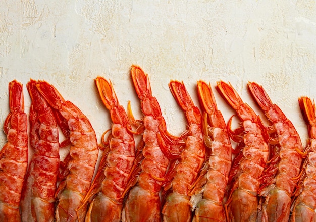 Langoustines Australian freshly frozen langoustines on a light background top view